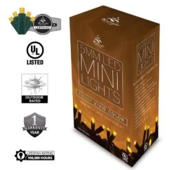 17 Ft. 50-Light Gold 5 Mm LED Mini Light Set -Christmas Decor Shop kringle traditions christmas string lights 75962 c3 1000