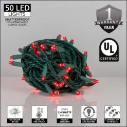 25 Ft. 50-Light Red 5 Mm LED Balled Mini Light Set -Christmas Decor Shop kringle traditions christmas string lights 75973 4f 1000