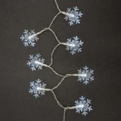 Battery Operated LED White String Lights - Snowflake (Set Of 2) -Christmas Decor Shop lumabase christmas string lights 53302 4f 1000