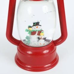 Holiday Snowman In Farmhouse LED Red Lantern -Christmas Decor Shop luxenhome christmas centerpieces whdl679 1f 1000