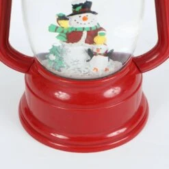 Holiday Snowman In Farmhouse LED Red Lantern -Christmas Decor Shop luxenhome christmas centerpieces whdl679 44 1000
