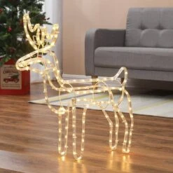 25 In. 1-Light LED White Rope Light Standing Reindeer Indoor/Outdoor Christmas Decoration Lighted Display -Christmas Decor Shop luxenhome christmas rope lights whhd649 c3 1000
