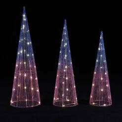 32.1 In. H Multi-Color Lighted Trees Indoor And Outdoor Christmas Holiday Decoration Set Of 3 -Christmas Decor Shop luxenhome christmas yard decorations whhd2073 44 1000