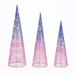 32.1 In. H Multi-Color Lighted Trees Indoor And Outdoor Christmas Holiday Decoration Set Of 3