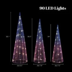 32.1 In. H Multi-Color Lighted Trees Indoor And Outdoor Christmas Holiday Decoration Set Of 3 -Christmas Decor Shop luxenhome christmas yard decorations whhd2073 76 1000