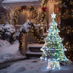 48 In. H Outdoor And Indoor Christmas Tree With Lights -Christmas Decor Shop luxenhome christmas yard decorations whhd2074 4f 1000