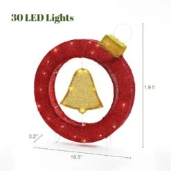 22.8 In. H Christmas Ornament And Bell Wreath With Lights -Christmas Decor Shop luxenhome christmas yard decorations whhd2080 fa 1000