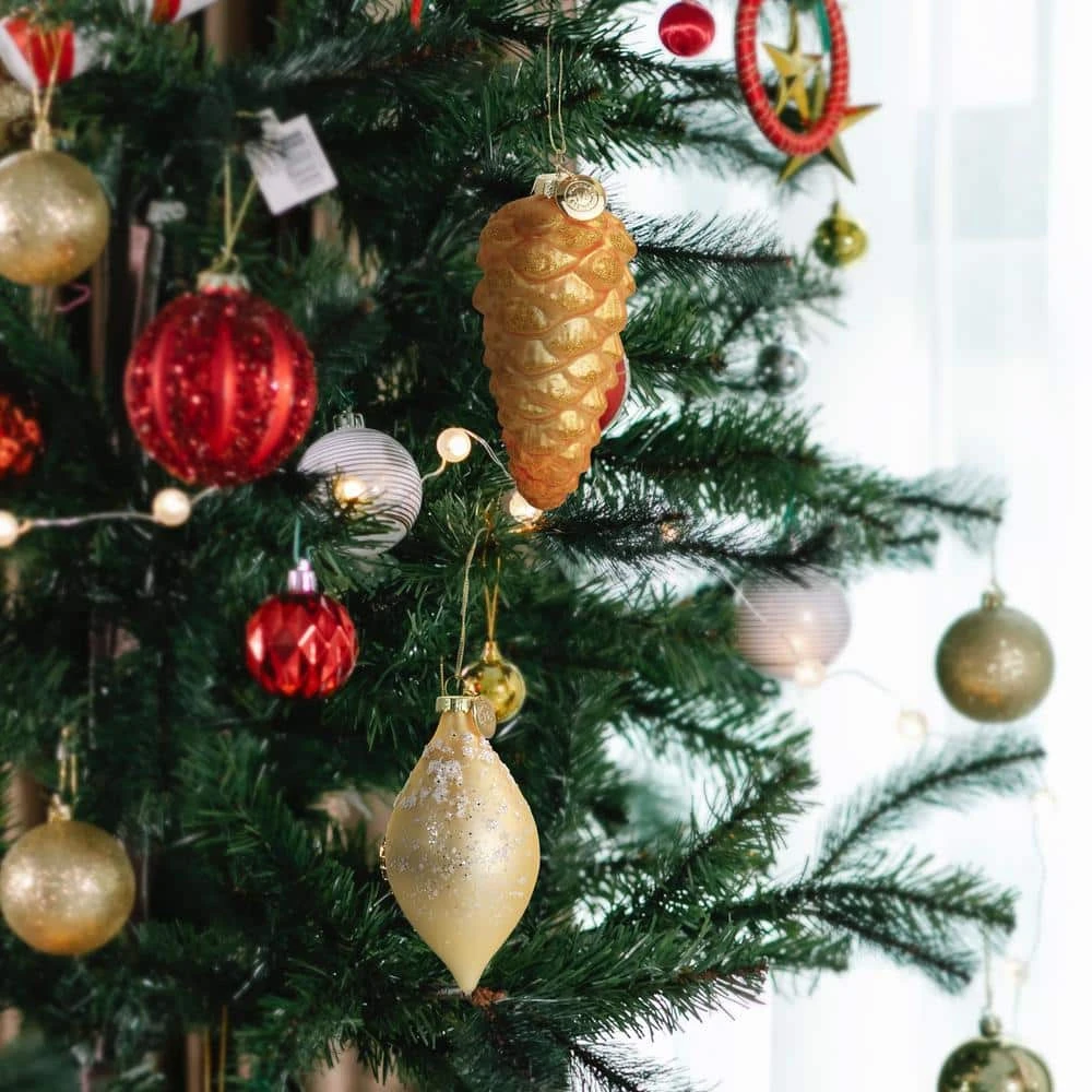 Holiday Pointy Ball And Pinecone 4 Piece Ornament Set In Gold 8 Holiday Pointy Ball And Pinecone 4 Piece Ornament Set In Gold - Image 6