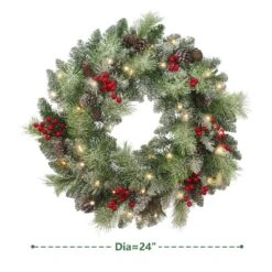 24 In. Battery Operated PreLit LED Artificial Christmas Wreath With Pinecones And Berries 15 24 In. Battery Operated PreLit LED Artificial Christmas Wreath With Pinecones And Berries -Christmas Decor Shop maypex christmas wreaths h53l0w0a8s6l8w 76 1000