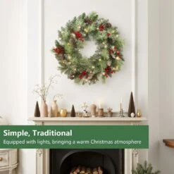 24 In. Battery Operated PreLit LED Artificial Christmas Wreath With Pinecones And Berries 10 24 In. Battery Operated PreLit LED Artificial Christmas Wreath With Pinecones And Berries -Christmas Decor Shop maypex christmas wreaths h53l0w0a8s6l8w c3 1000