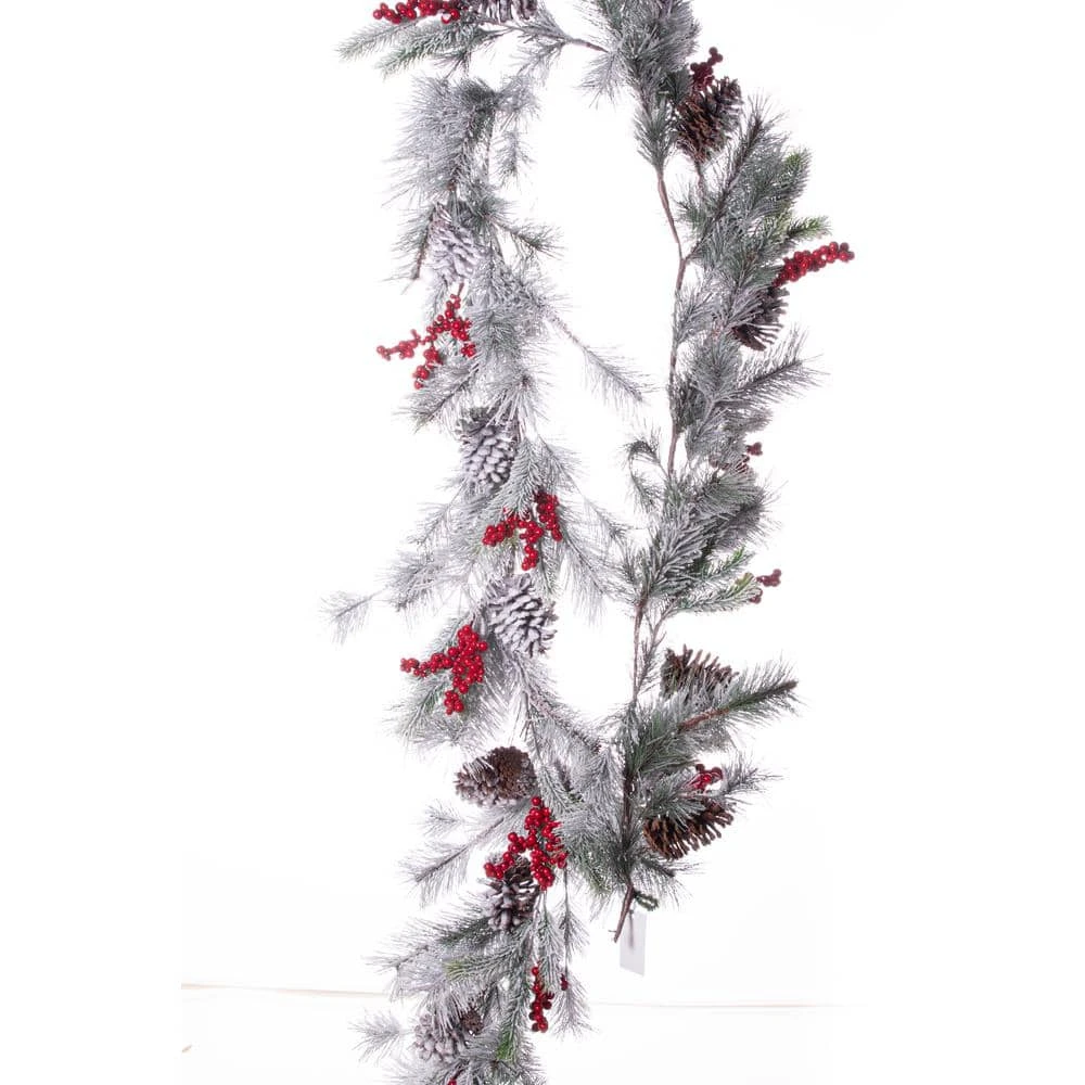 9 Ft. L Christmas Flocked Pine Berry And Pinecone Garland 8 9 Ft. L Christmas Flocked Pine Berry And Pinecone Garland - Image 6