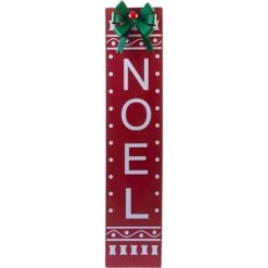 Christmas 44.5 In. Unlit Metal Noel Leaner Yard Decor With Bow