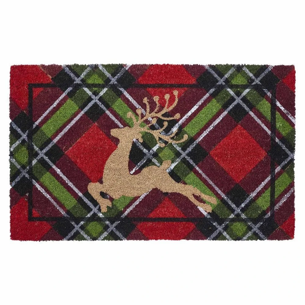 Holiday Plaid Multicolor 18 In. X 30 In. Coir Outdoor Doormat 3 Holiday Plaid Multicolor 18 In. X 30 In. Coir Outdoor Doormat