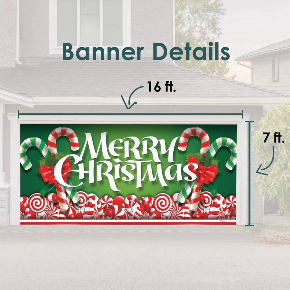 7 Ft. X 16 Ft. Christmas Candy Christmas Garage Door Decor Mural For Double Car Garage 5 7 Ft. X 16 Ft. Christmas Candy Christmas Garage Door Decor Mural For Double Car Garage - Image 3