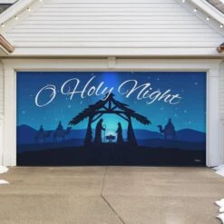 7 Ft. X 16 Ft. Nativity Scene O' Holy Night-Christmas Garage Door Decor Mural For Double Car Garage