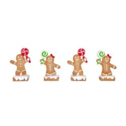 Four Piece 2 In. Gingerbread Cookie Card Holders