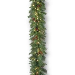 9 Ft. Garwood Spruce Garland With Warm White LED Lights