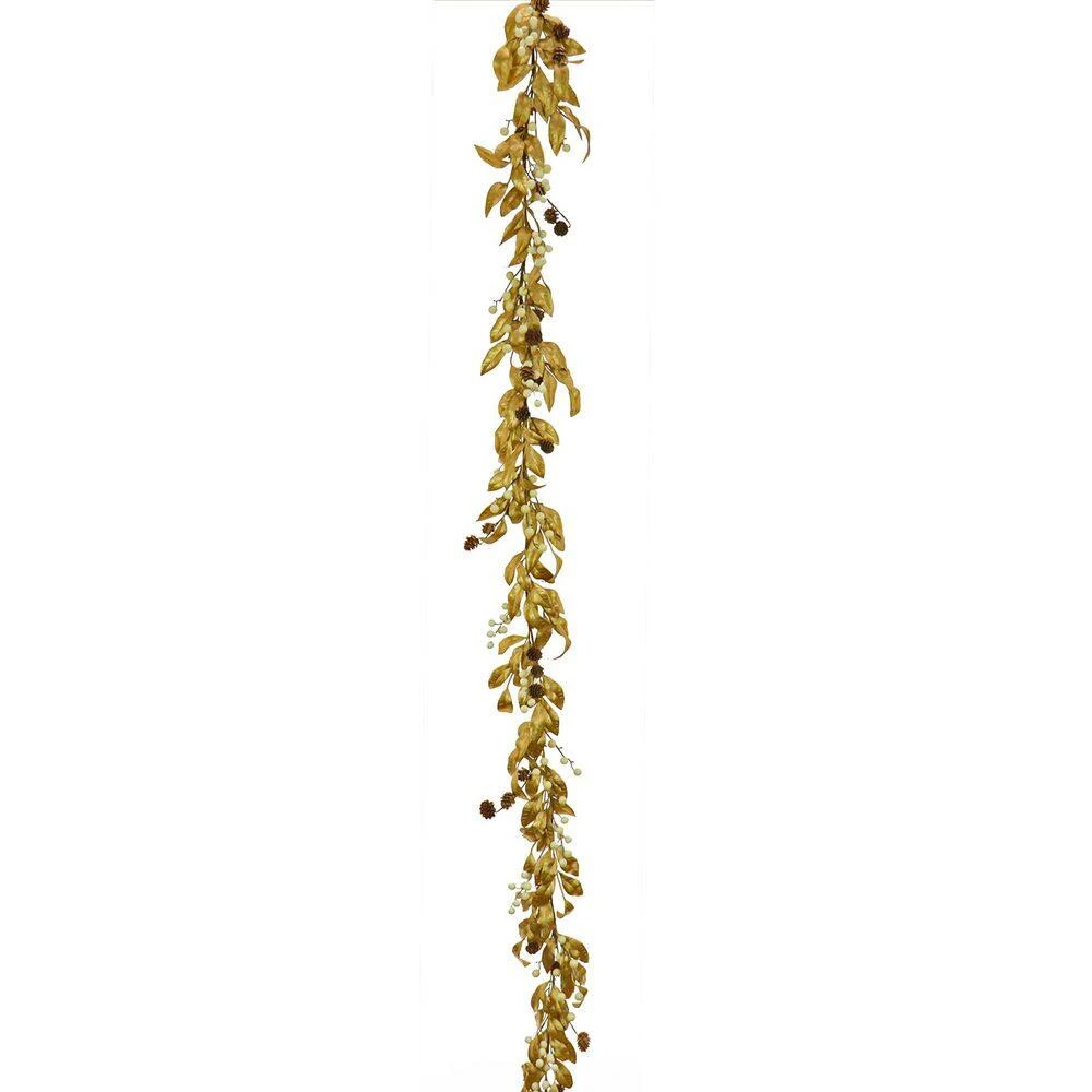9 Ft. HGTV Home Collection Metallic Gold Laurel Garland 5 9 Ft. HGTV Home Collection Metallic Gold Laurel Garland - Image 3