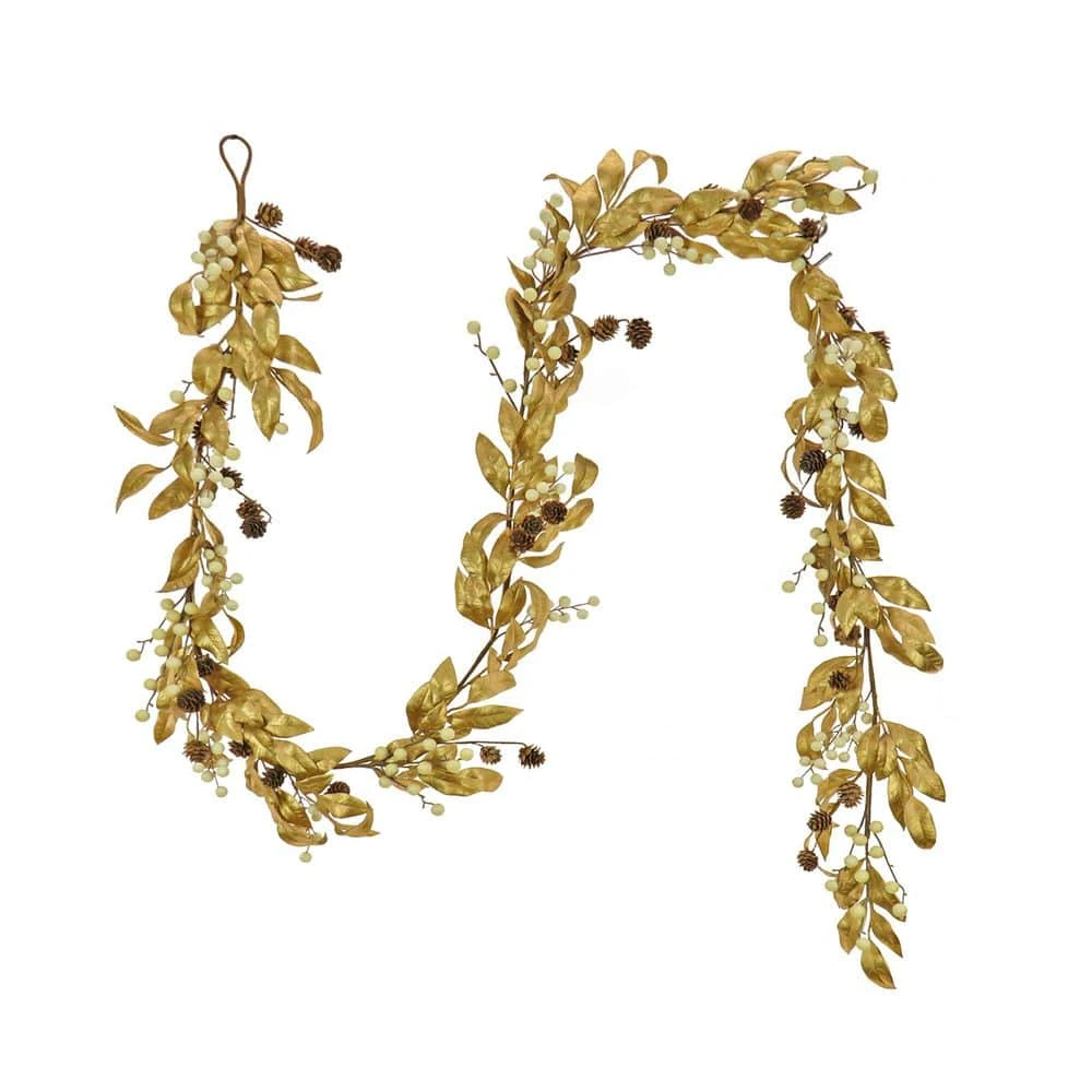 9 Ft. HGTV Home Collection Metallic Gold Laurel Garland 3 9 Ft. HGTV Home Collection Metallic Gold Laurel Garland