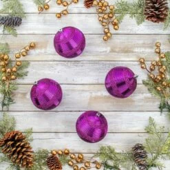 4-Piece Shatterproof Swirling Purple Ornaments -Christmas Decor Shop national tree company christmas ornament sets frt100 ah112604 31 1000