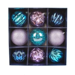 13 In. Purple Xmas Ball Decor Set