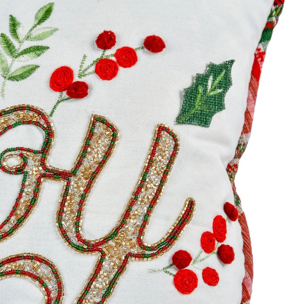 18 In. HGTV Home Collection Embroidered "Joy" Christmas Pillow 5 18 In. HGTV Home Collection Embroidered "Joy" Christmas Pillow - Image 3