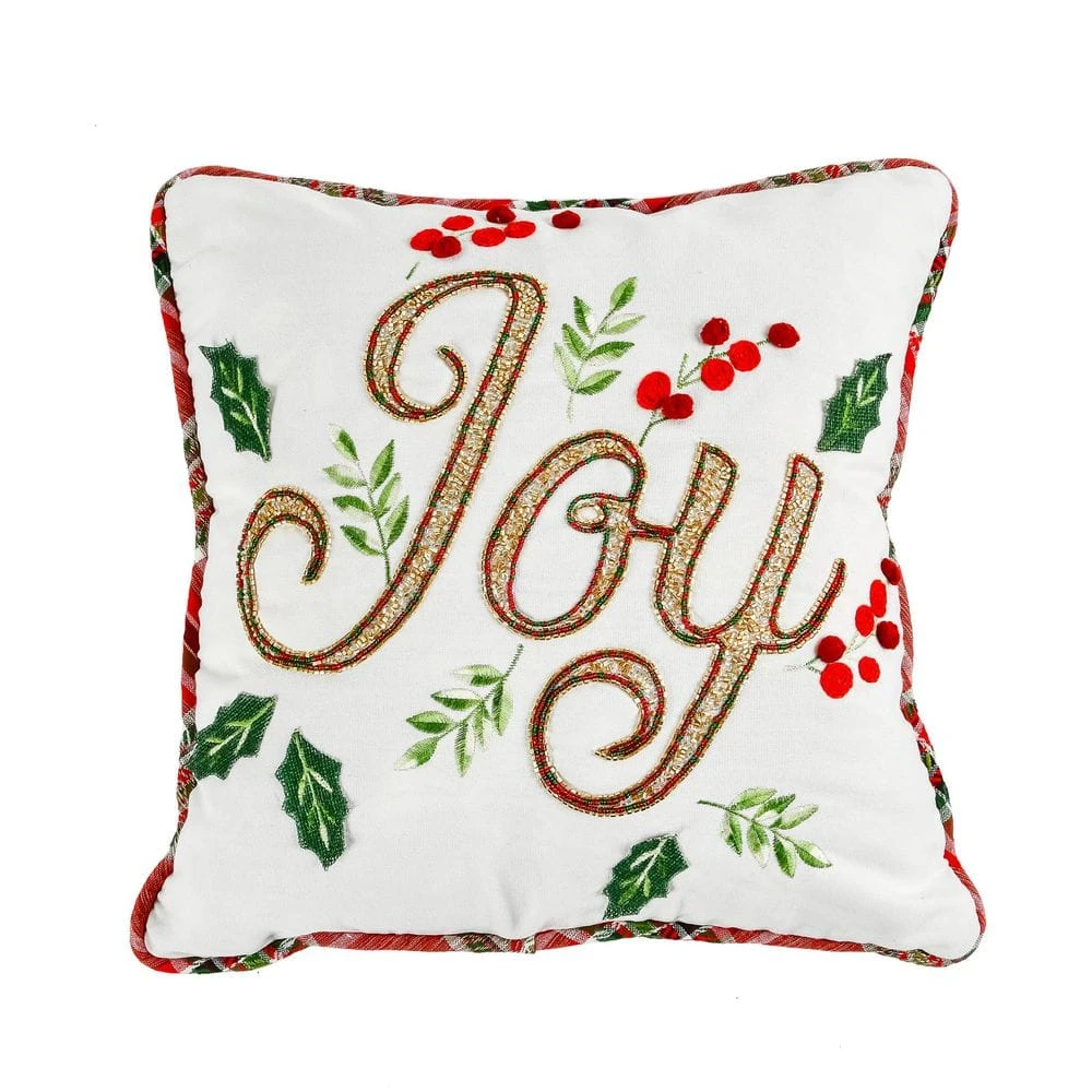 18 In. HGTV Home Collection Embroidered "Joy" Christmas Pillow 3 18 In. HGTV Home Collection Embroidered "Joy" Christmas Pillow