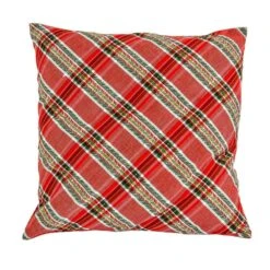 24 In. HGTV Home Collection Bias Cut Red Plaid Pillow