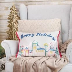20 In. HGTV Home Collection Embroidered “Happy Holidays” Pillow -Christmas Decor Shop national tree company christmas textiles hgt93 tcc26160a 31 1000