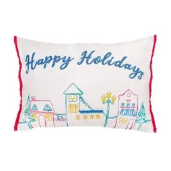 20 In. HGTV Home Collection Embroidered “Happy Holidays” Pillow