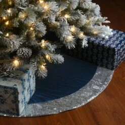 52 " Arctic Lights Collection Navy And Silver Christmas Tree Skirt -Christmas Decor Shop national tree company christmas tree skirts ah63 14640l 1 c3 1000