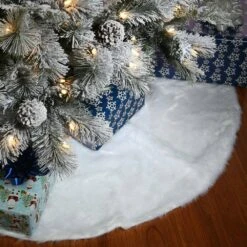 48 " General Store Collection White Faux Fur Christmas Tree Skirt -Christmas Decor Shop national tree company christmas tree skirts ah63 pt14775a 1 c3 1000