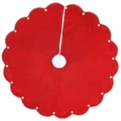 48 " General Store Collection Scalloped Red Christmas Tree Skirt