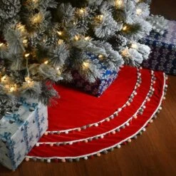 52 " General Store Collection Red Velvet Christmas Tree Skirt -Christmas Decor Shop national tree company christmas tree skirts ah63 pt15178l 1 c3 1000