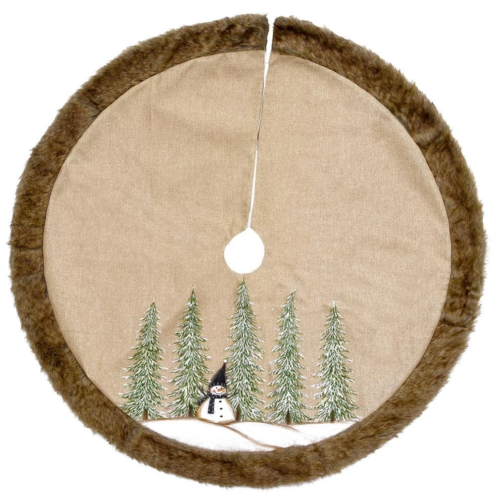 48 " Alpine Collection Snowman And Pines Christmas Tree Skirt 3 48 " Alpine Collection Snowman And Pines Christmas Tree Skirt
