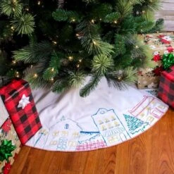 52 In. HGTV Home Collection Village Scene Tree Skirt -Christmas Decor Shop national tree company christmas tree skirts hgt93 cts25014a 1f 1000