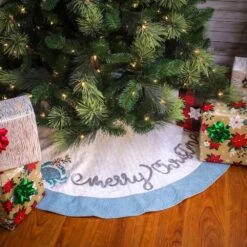 52 In. HGTV Home Collection Embroidered Coastal Colors Tree Skirt -Christmas Decor Shop national tree company christmas tree skirts hgt93 cts25027a 44 1000