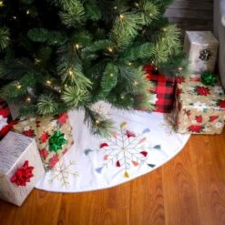 54 In. HGTV Home Collection Embroidered Boho Tree Skirt -Christmas Decor Shop national tree company christmas tree skirts hgt93 cts25047a 44 1000