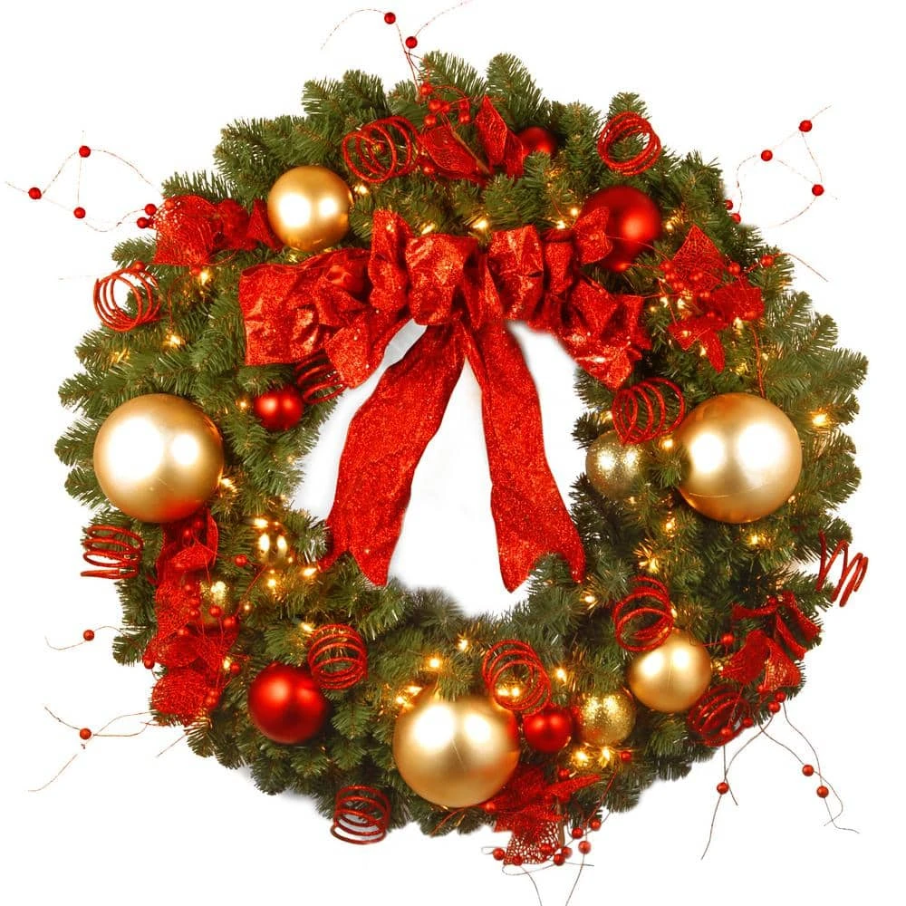 Decorative Collection Cozy Christmas 36 In. Artificial Wreath With Red And Clear Lights 3 Decorative Collection Cozy Christmas 36 In. Artificial Wreath With Red And Clear Lights
