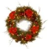 Decorative Collection Hydrangea 24 In. Artificial Wreath With Battery Operated Warm White LED Lights -Christmas Decor Shop national tree company christmas wreaths dc13 158 24wb 1 64 1000