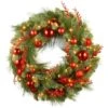 30 In. Artificial Battery Operated Decorative Collection Christmas Red Mixed Wreath With Warm White LED Lights -Christmas Decor Shop national tree company christmas wreaths dc13 159 30wb 64 1000