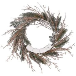24 In. Pre-Lit Snowy Twig Artificial Christmas Wreath With Battery Operated LED Lights -Christmas Decor Shop national tree company christmas wreaths dc13 316l 24w b 1f 1000