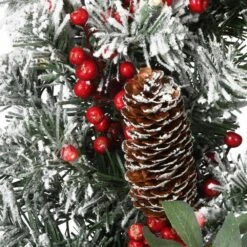 24 In. General Store Snowy Artificial Christmas Wreath With LED Lights And Bow 9 24 In. General Store Snowy Artificial Christmas Wreath With LED Lights And Bow -Christmas Decor Shop national tree company christmas wreaths dc13 325l 24w b 4f 1000