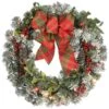 24 In. General Store Snowy Artificial Christmas Wreath With LED Lights And Bow -Christmas Decor Shop national tree company christmas wreaths dc13 325l 24w b 64 1000