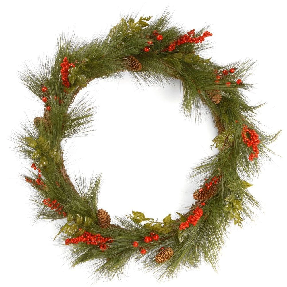 30 In. Artificial Mixed Bristle Pine Wreath 3 30 In. Artificial Mixed Bristle Pine Wreath