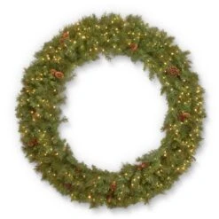 60 In. Artificial Garwood Spruce Wreath With Warm White LED Lights