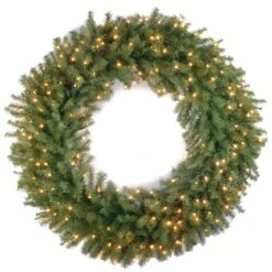 42 In. Norwood Fir Artificial Wreath With Clear Lights