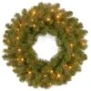 24 In. Artificial Feel-Real Downswept Douglas Fir Wreath With 50 Warm White LED Lights -Christmas Decor Shop national tree company christmas wreaths pedd8 312l 24w1 64 1000