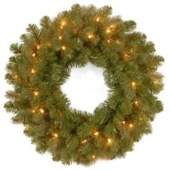 24 In. Artificial Feel-Real Downswept Douglas Fir Wreath With 50 Warm White LED Lights