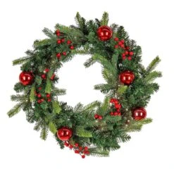 First Traditions 24 In. Scotch Creek Fir Pre-Lit Artificial Christmas Wreath